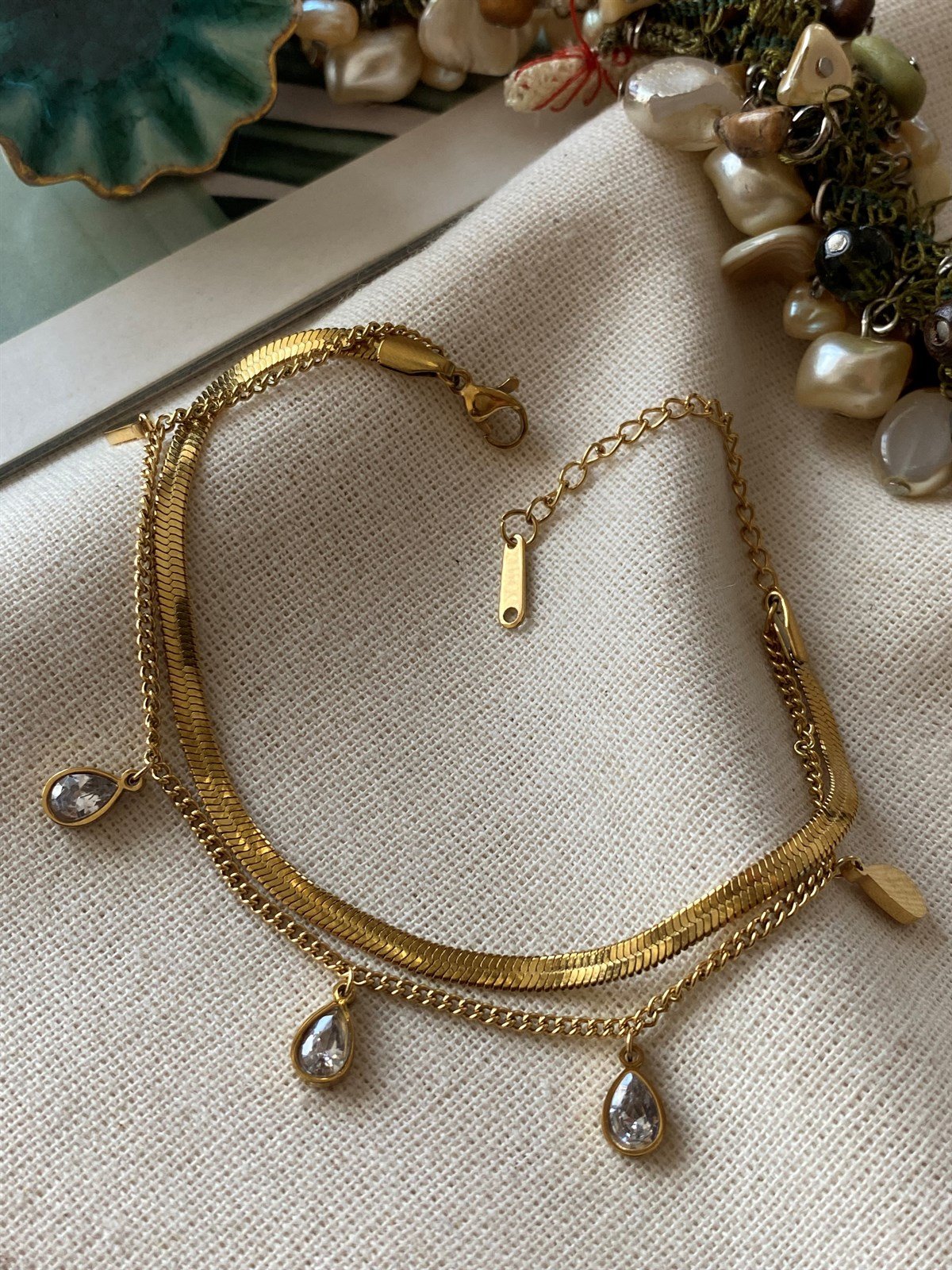 Çelik İkili Damla Bileklik