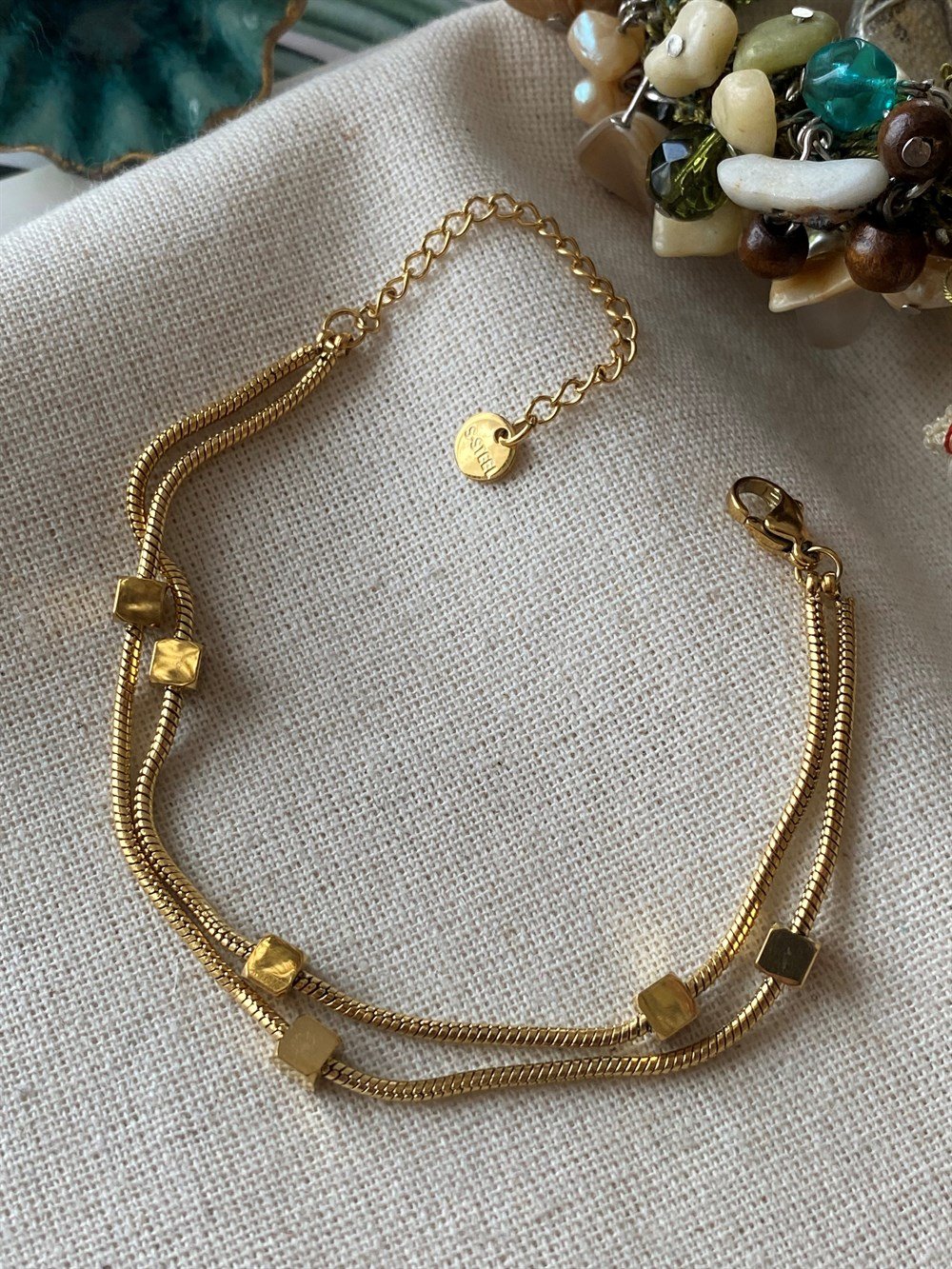 Çelik İkili Küp Bileklik