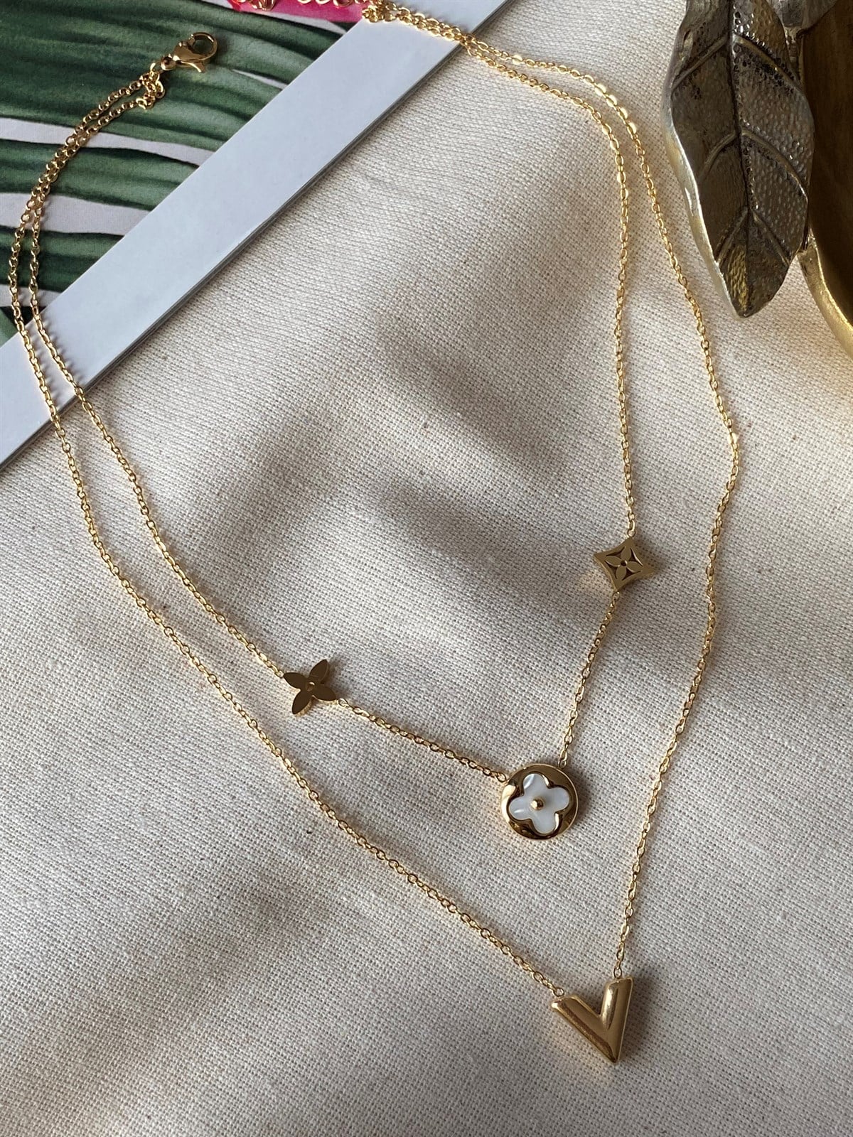 Çelik İkili Louıs Kolye