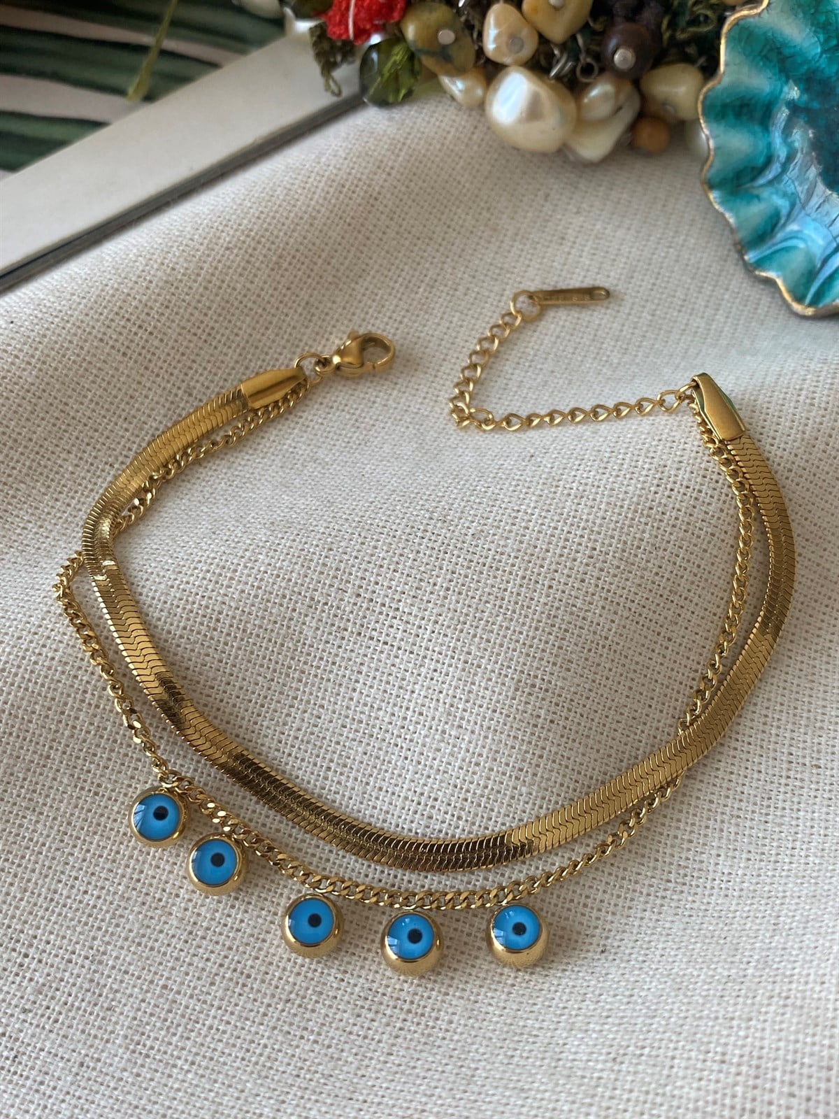 Çelik İkili Nazar Bileklik