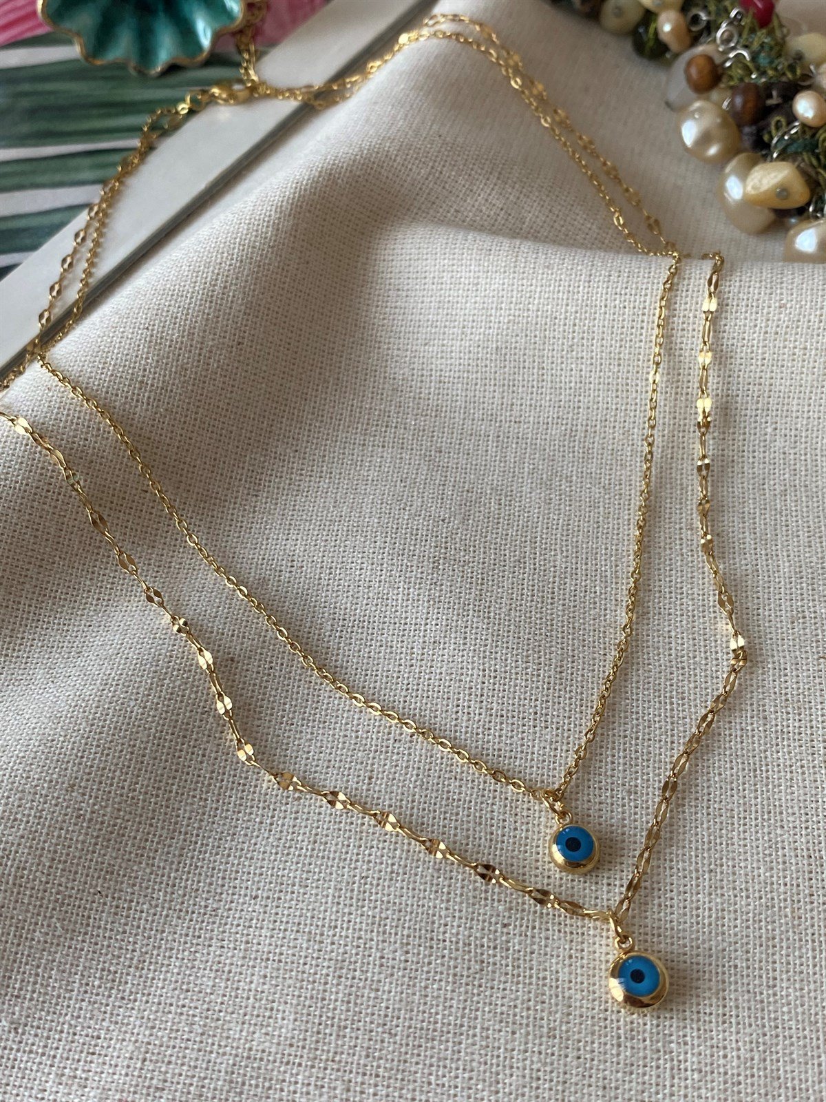 Çelik İkili Nazar Kolye