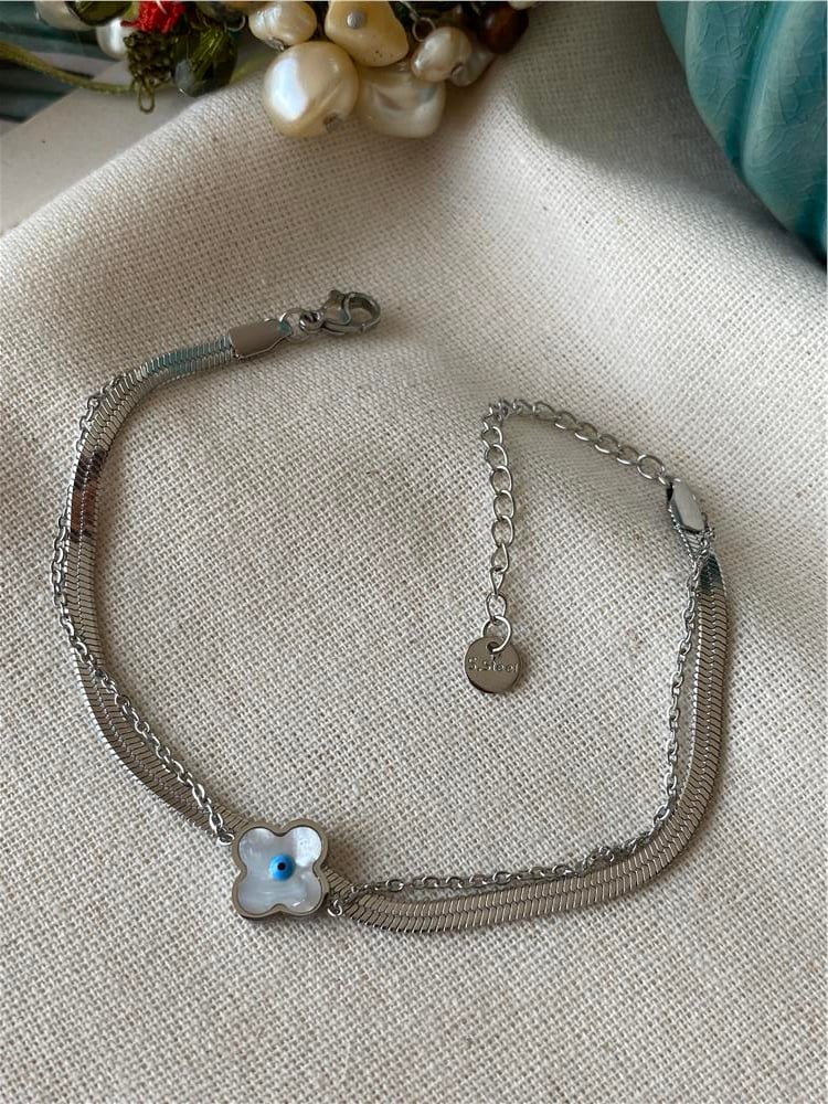 Çelik İkili Sedef Yonca İtalyan Bileklik