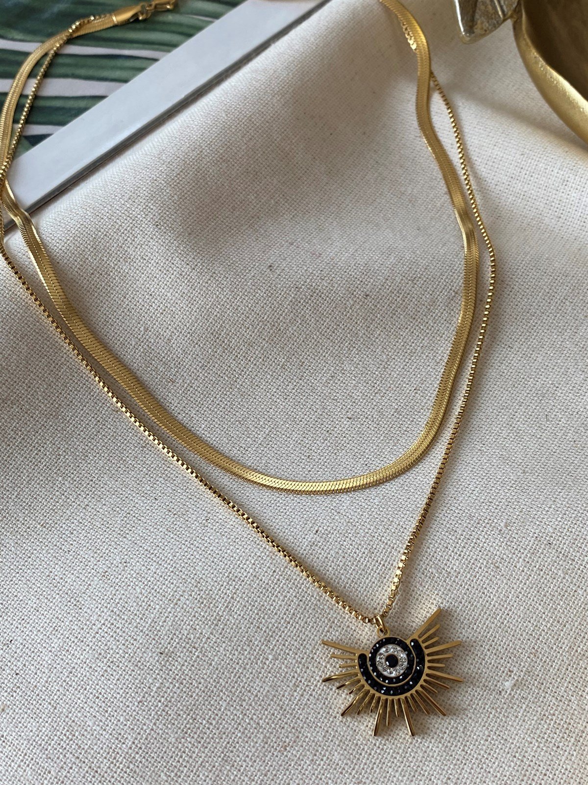 Çelik İkili Tasarım Kolye