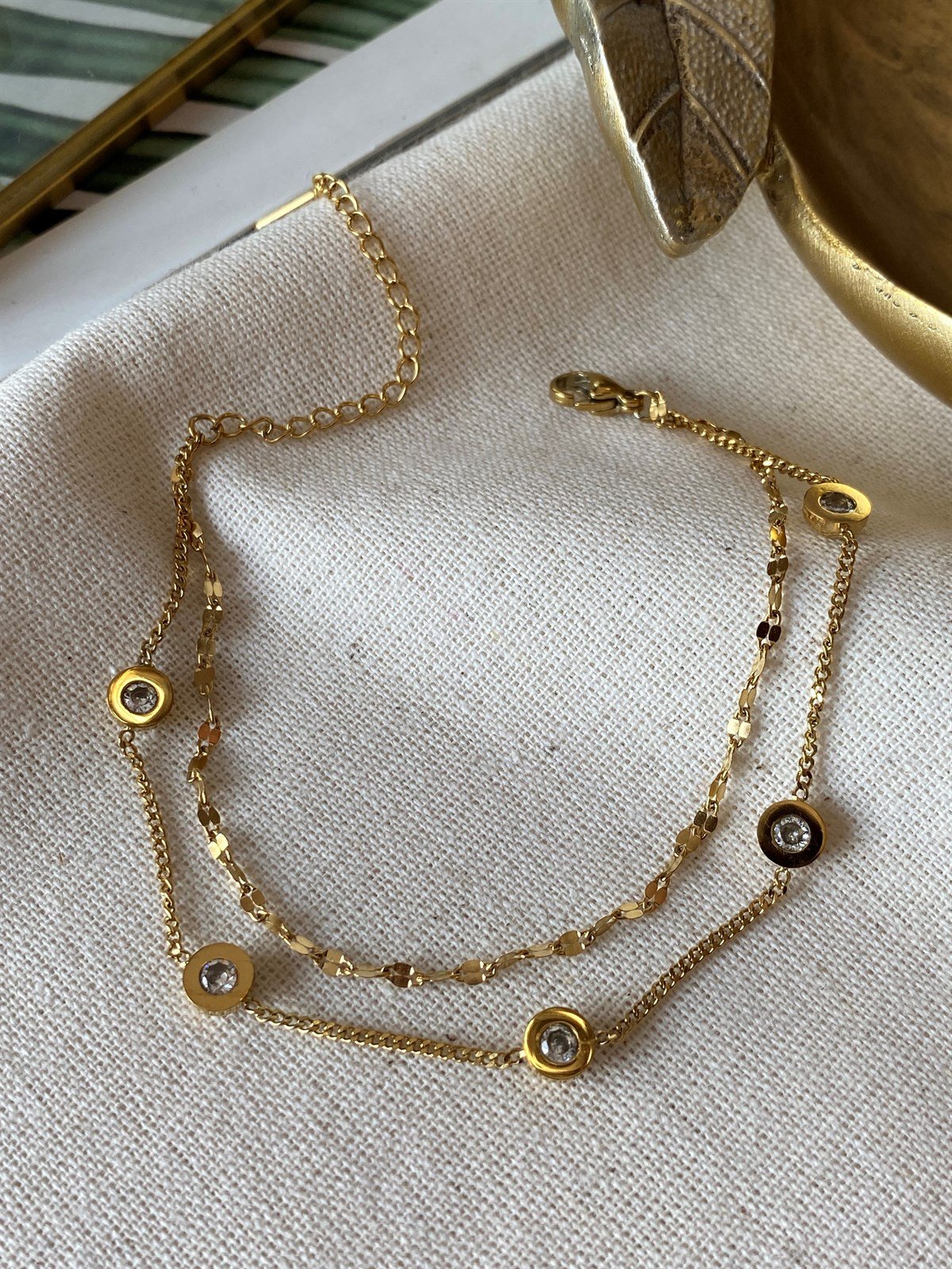 Çelik İkili Tektaş Bileklik