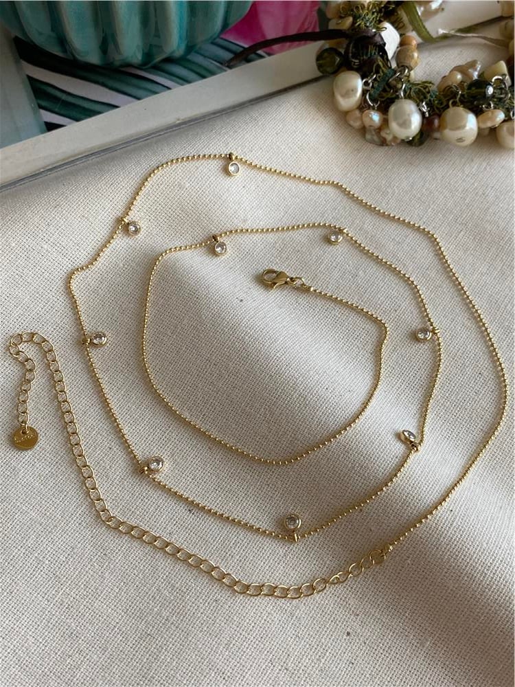 Çelik İnce Dorikalı Taş Detaylı Bel Zinciri