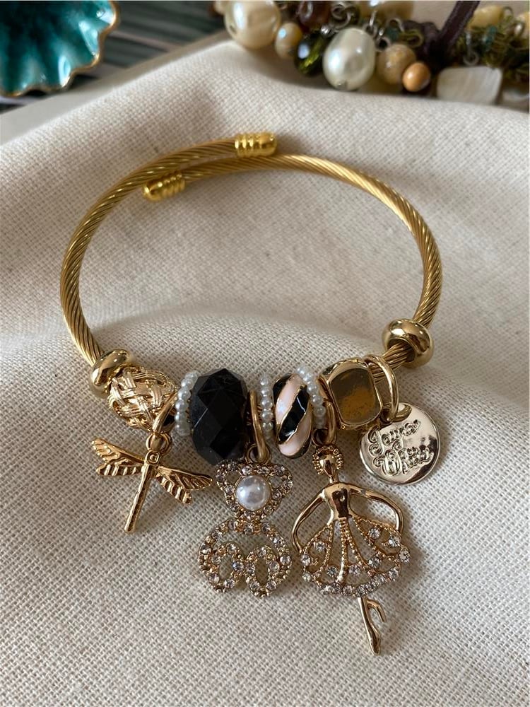 Çelik İncili Ayıcık Balerin Charm Bileklik