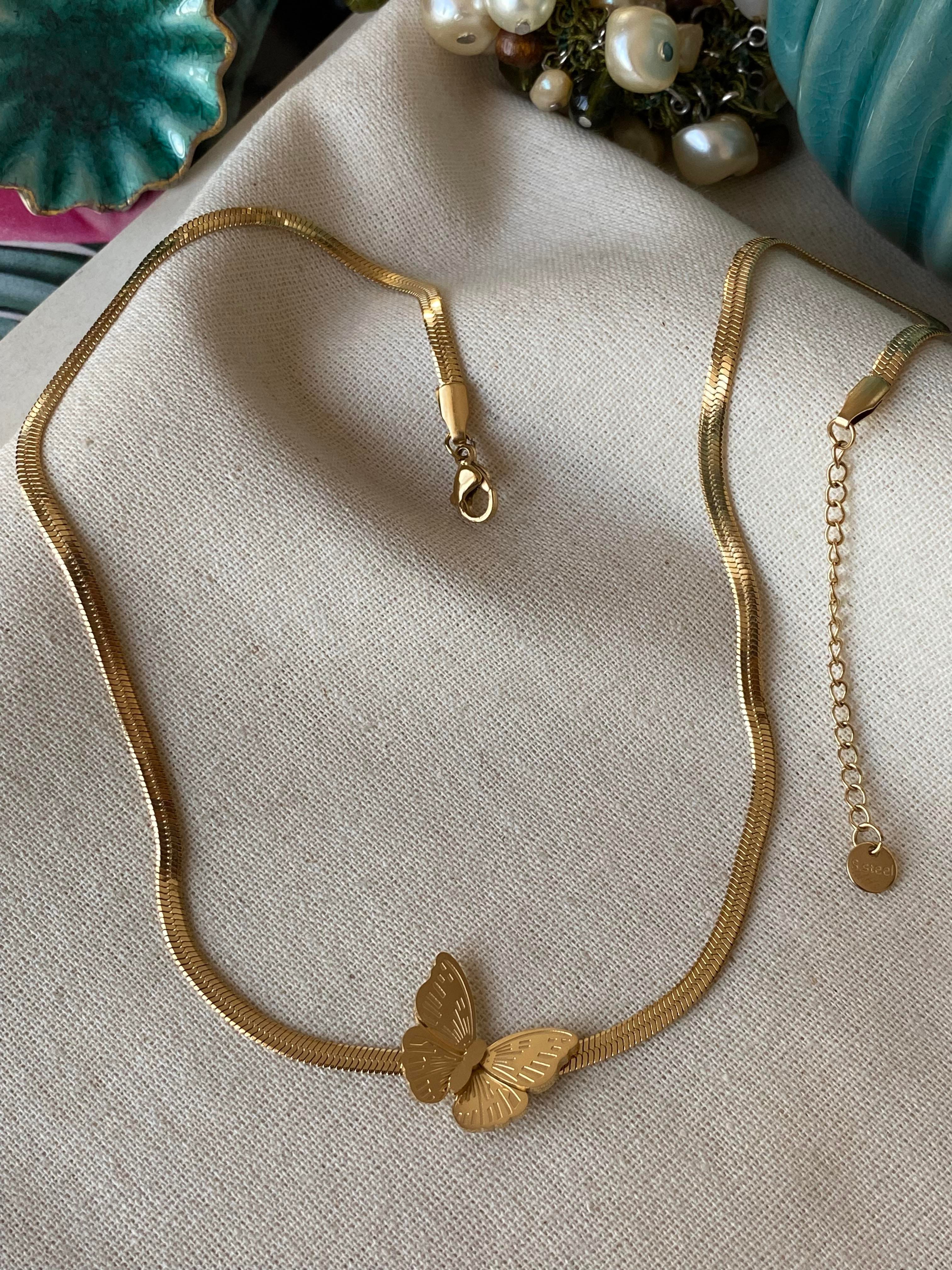 Çelik İtalyan Kelebek Kolye