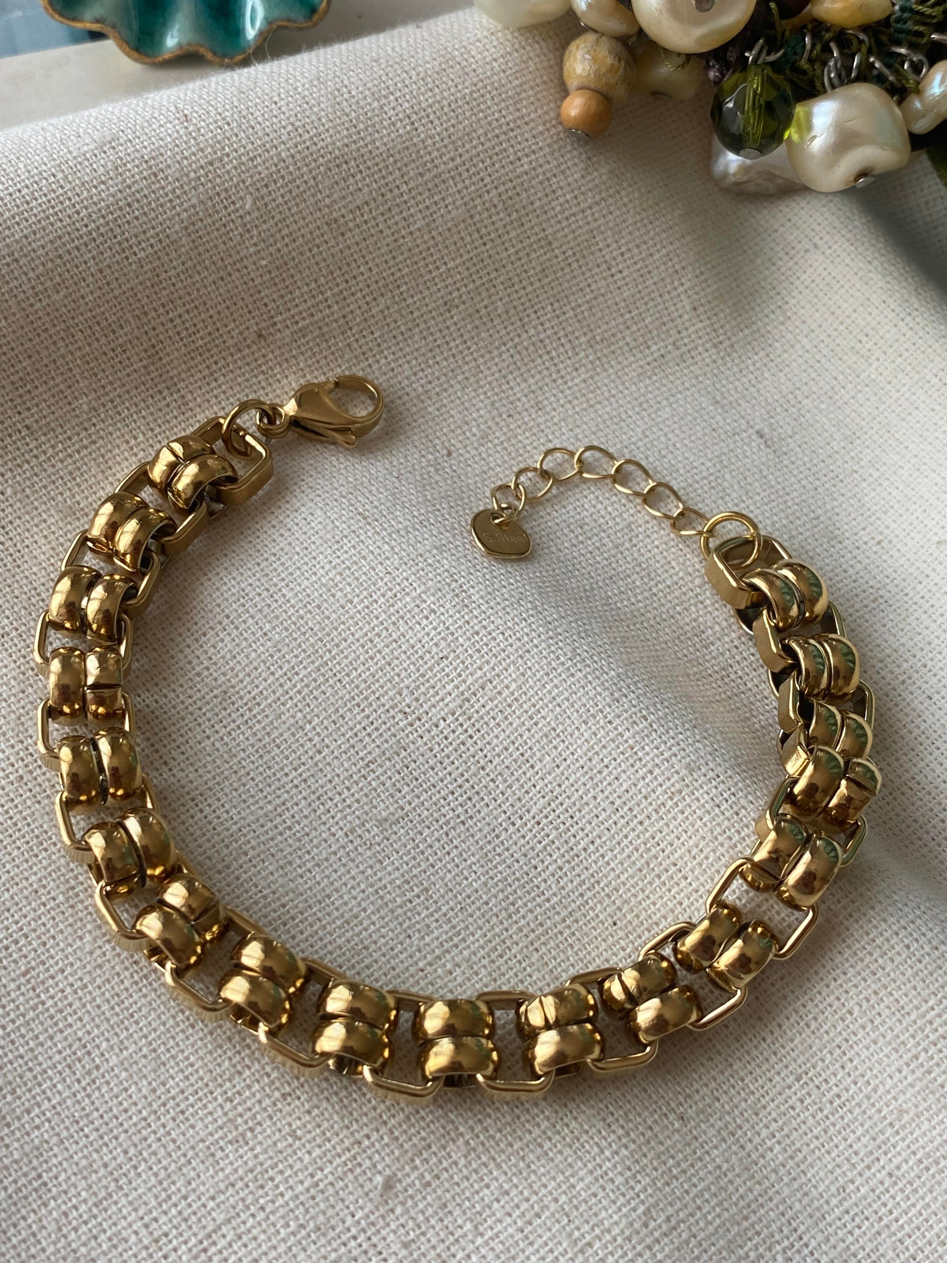 Çelik Kalın Halka Örme Bileklik