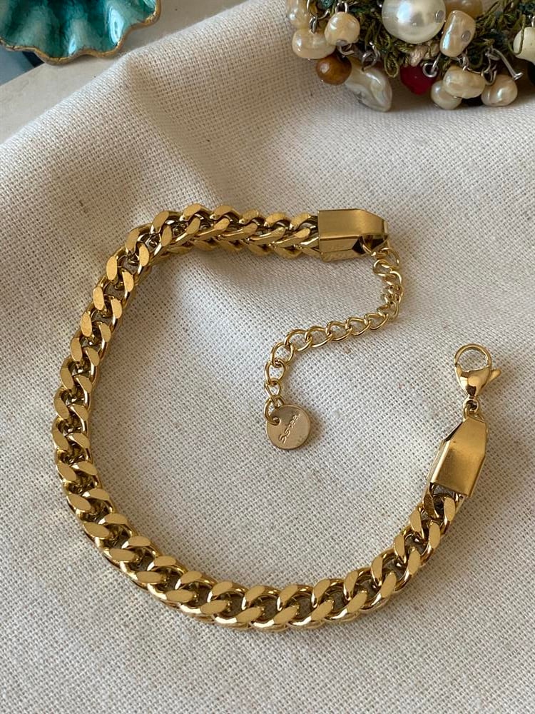 Çelik Kalın Kare Bileklik 