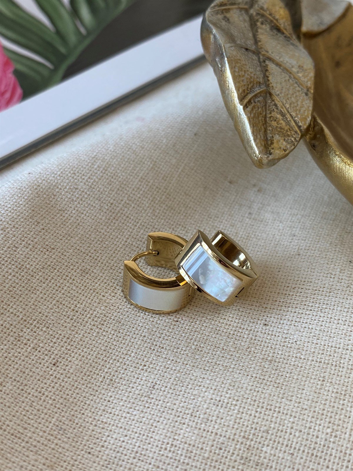 Çelik Kalın Sedefli Mini Halka