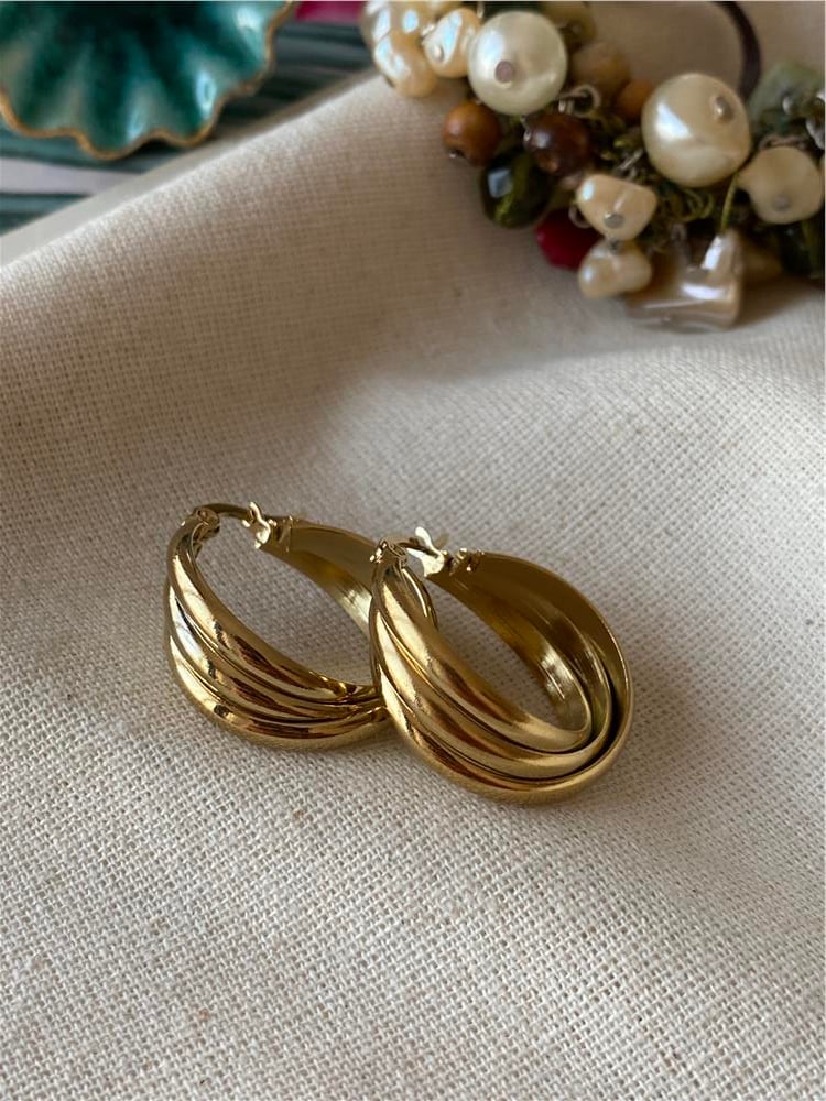 Çelik Kalın Tricolor Küpe