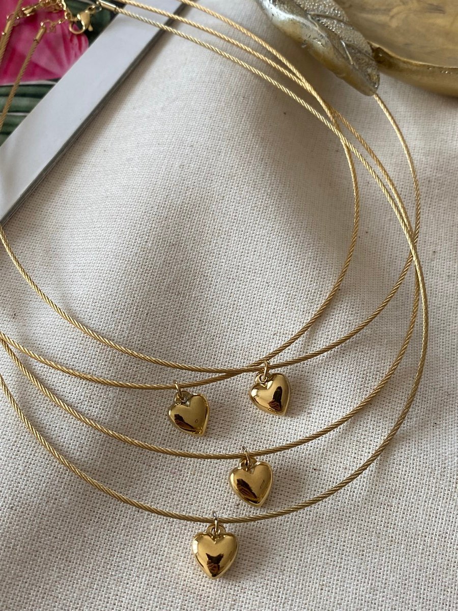 Çelik Kalp Choker Kolye