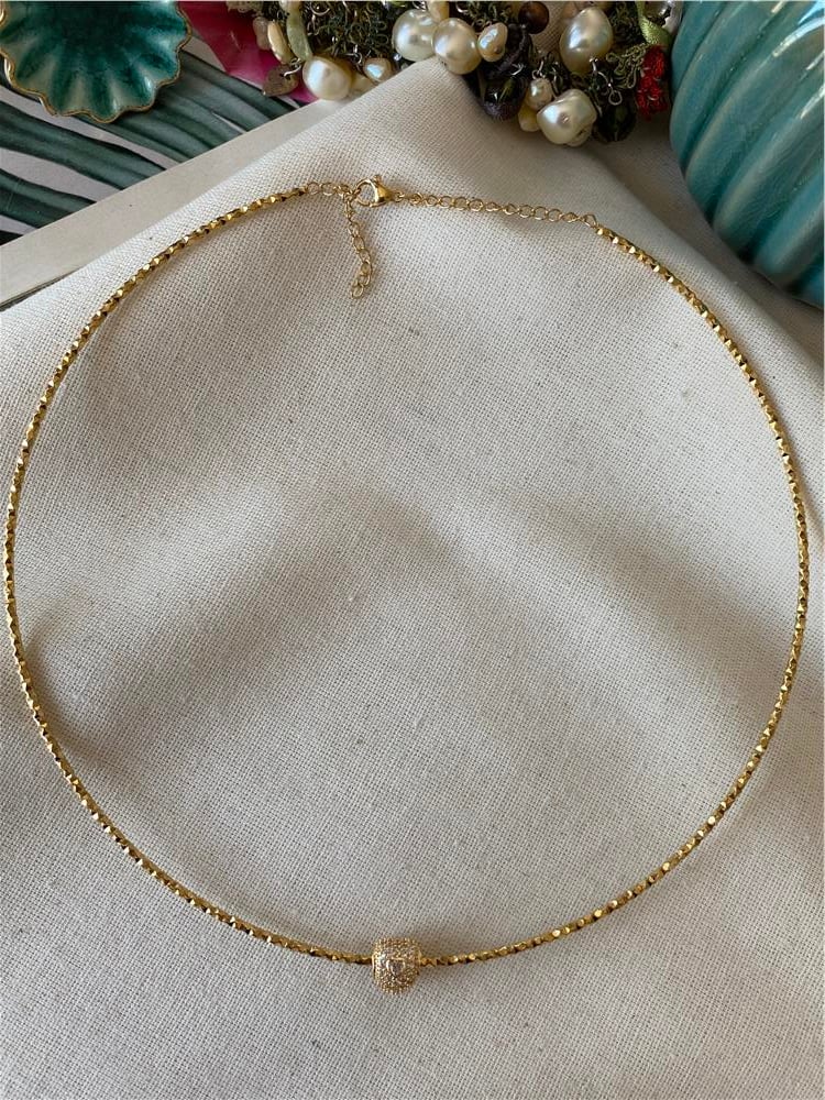 Çelik Kalp Taşlı Choker Kolye  