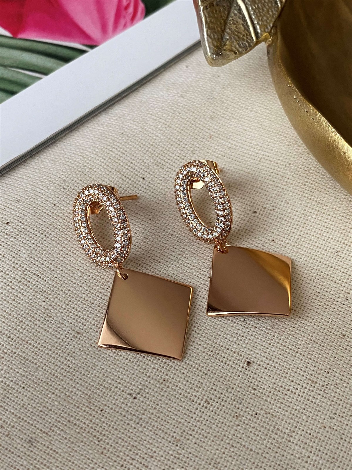 Çelik Kare Plaka Küpe