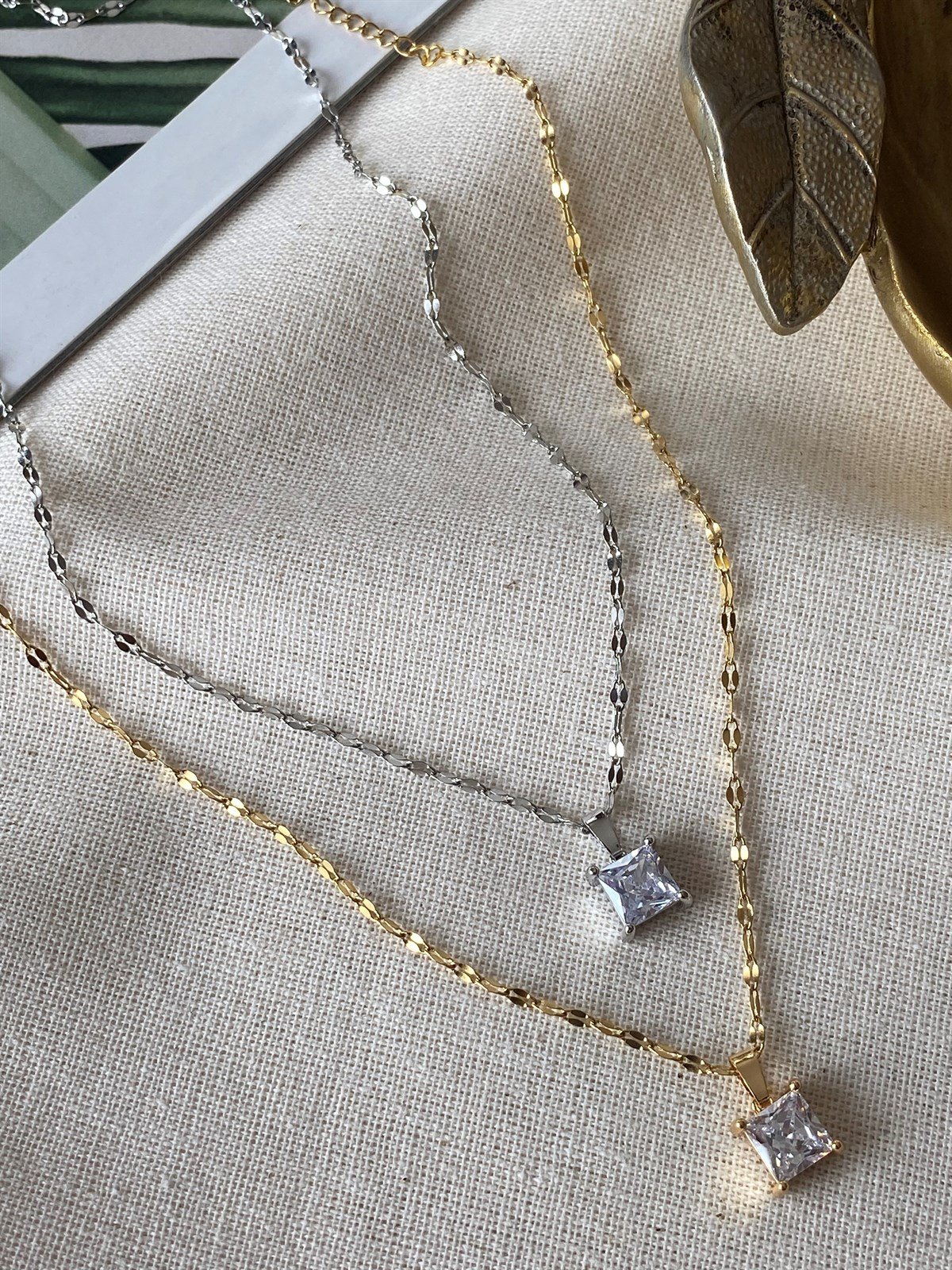 Çelik Kare Tektaş Kolye