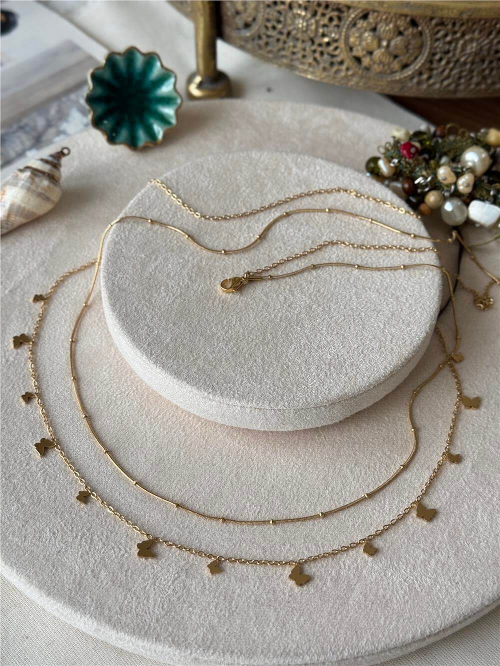 Çelik Kelebek Detaylı Göbek Zinciri