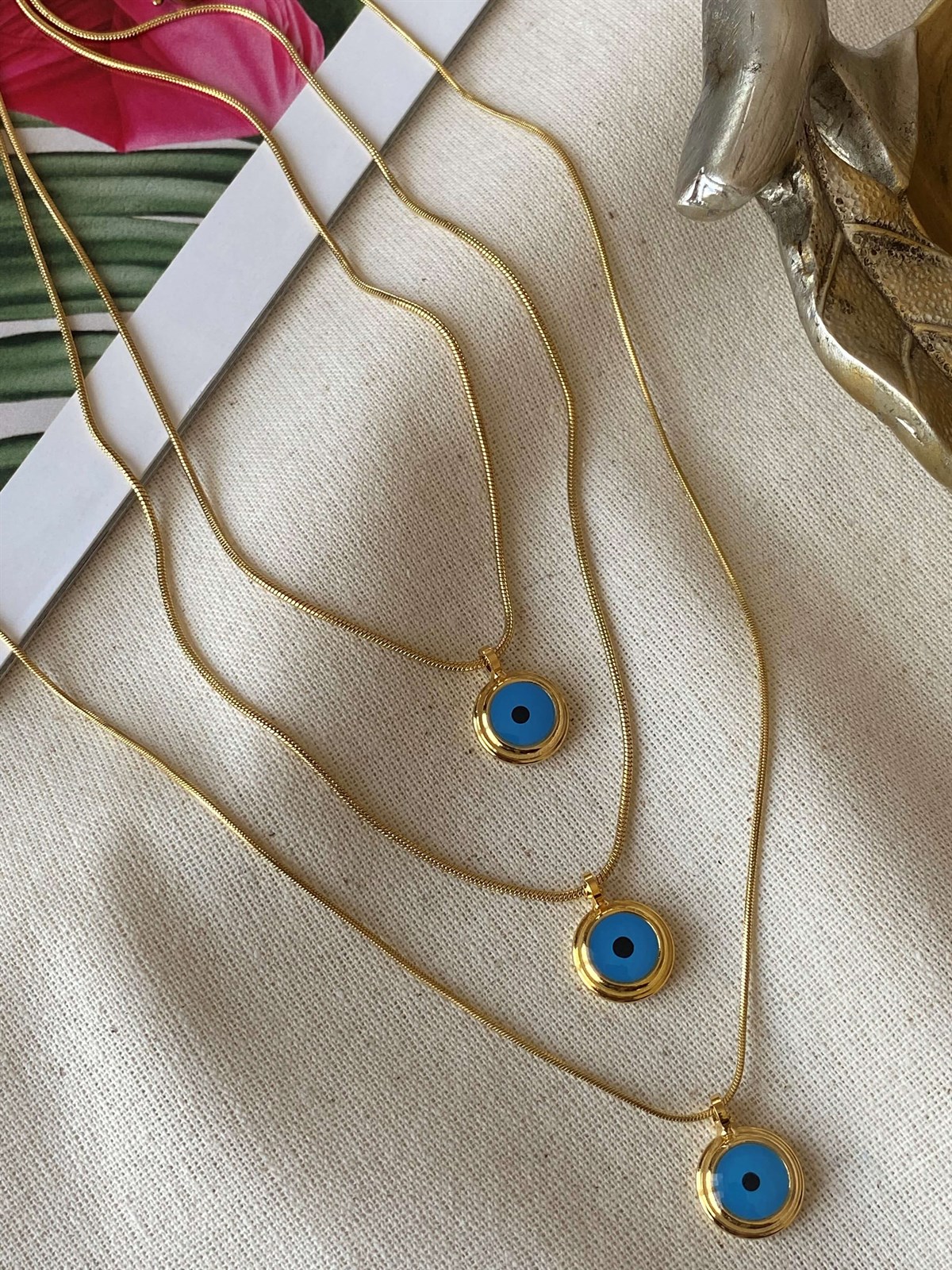 Çelik Klasik Nazar Kolye