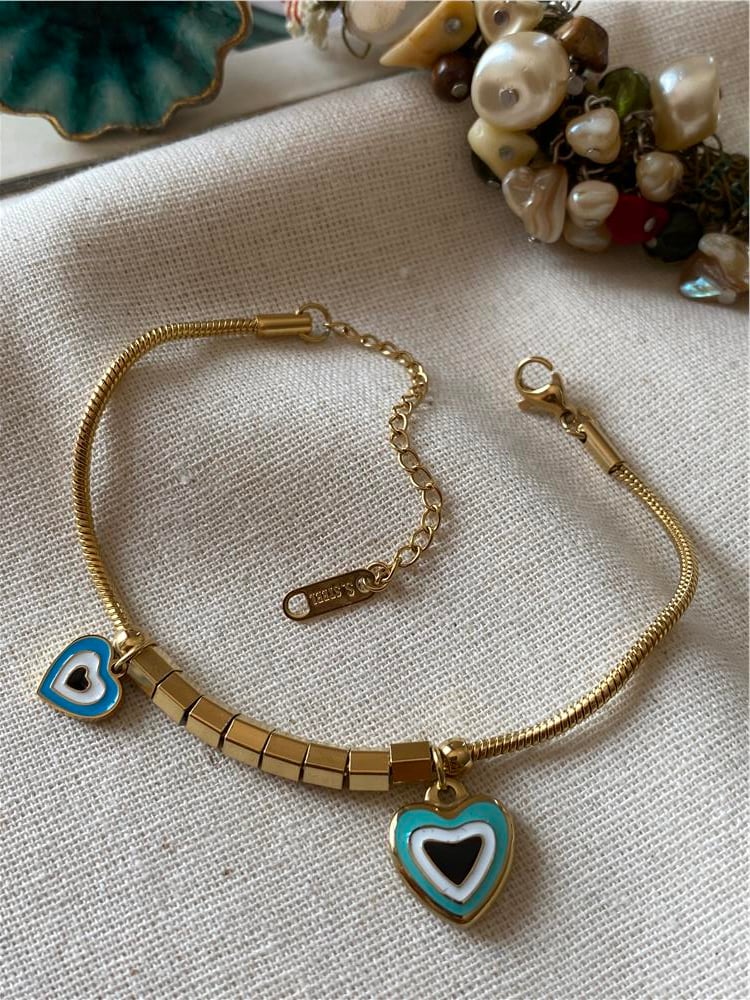 Çelik Küp Kalp Bileklik