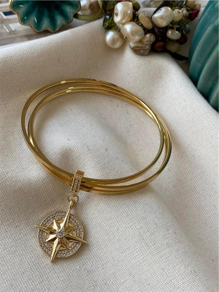 Çelik Kutupyıldızı Charmlı Ajda Bilezik Seti