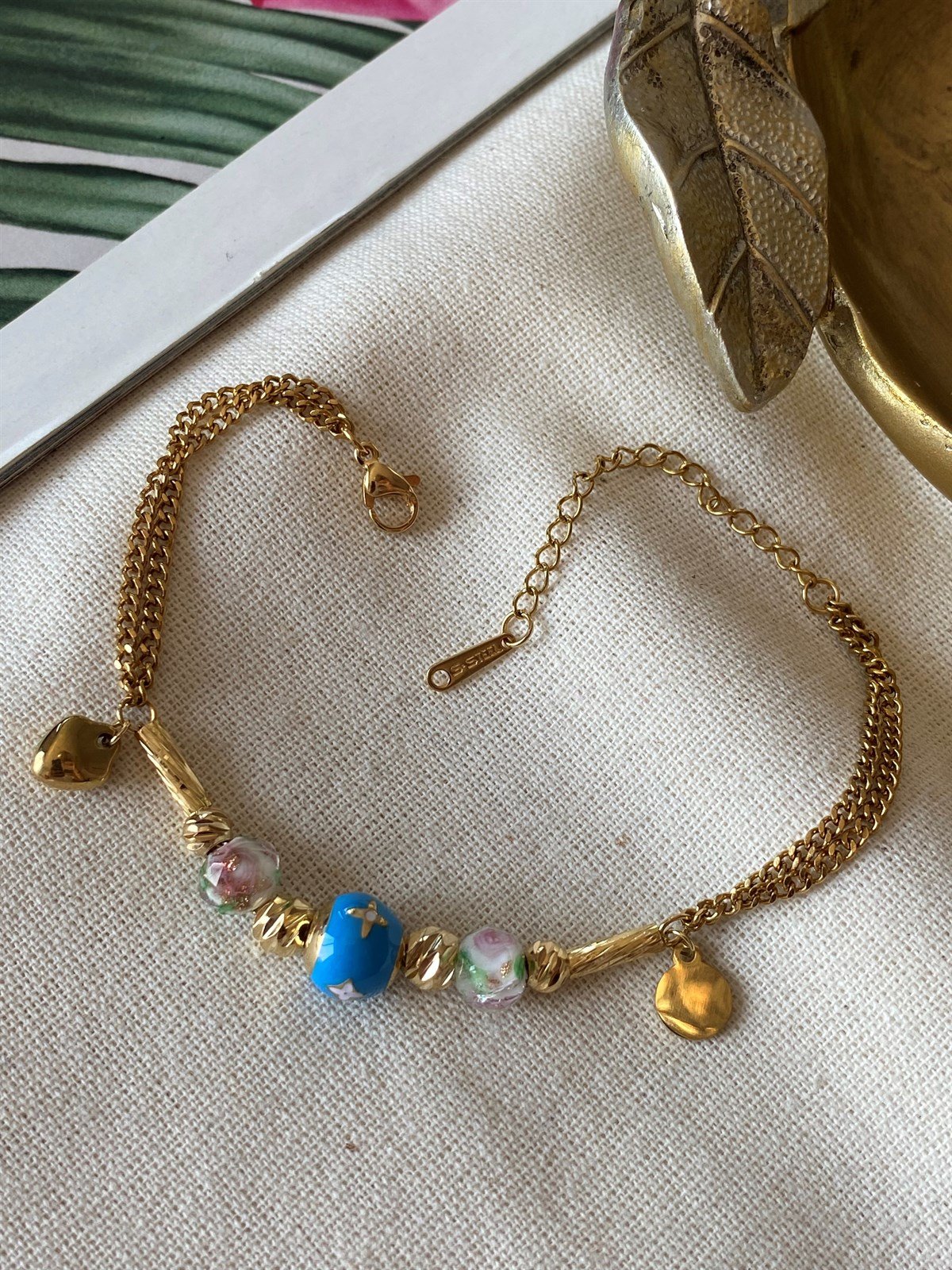 Çelik Mavi Charm Bileklik