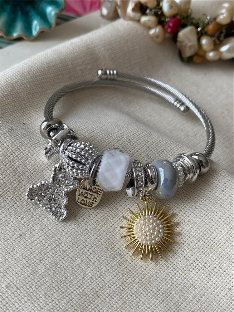 Çelik Mavi Güneş Charm Bileklik