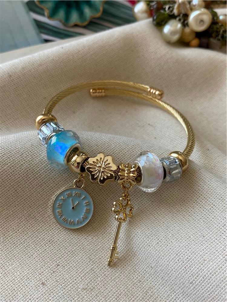 Çelik Mavi Saat Charm Bileklik