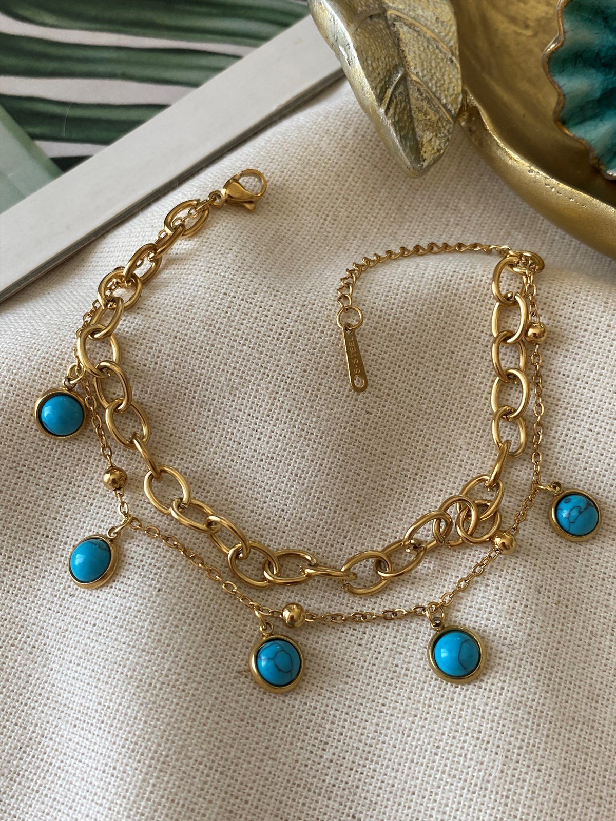 Çelik Mavi Sallantılı Bileklik