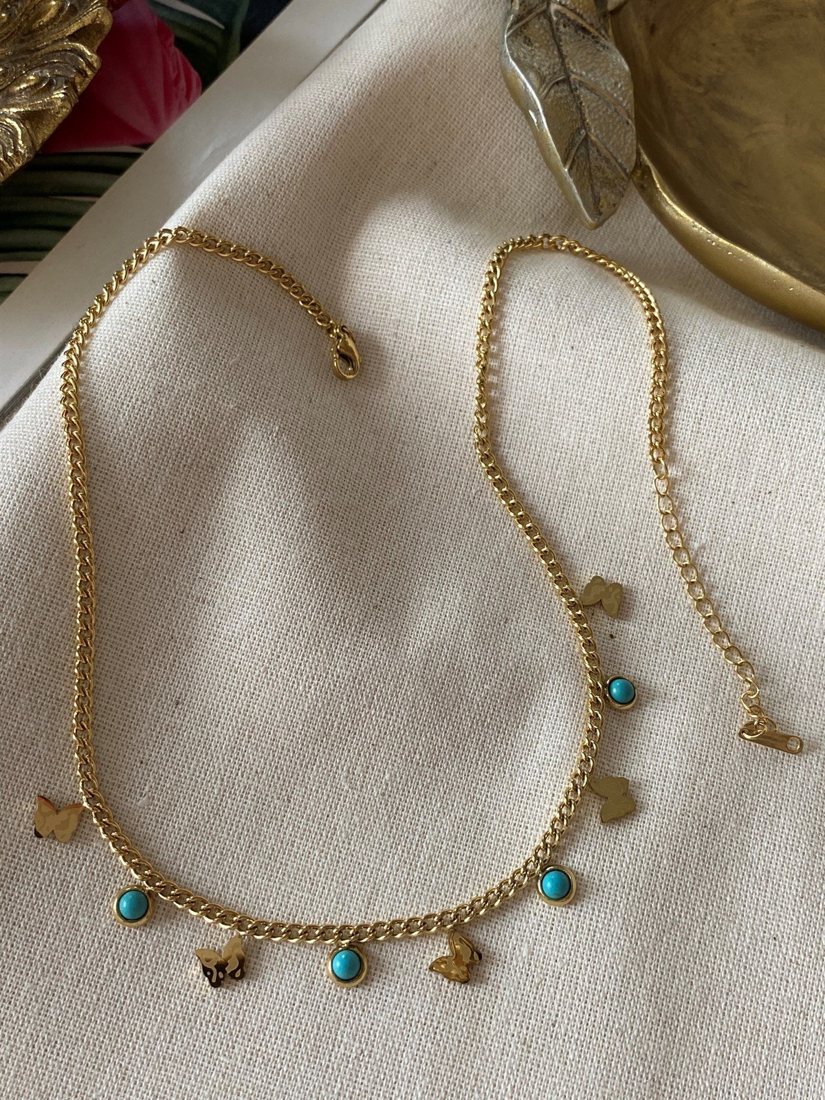 Çelik Mavili Kelebek Kolye