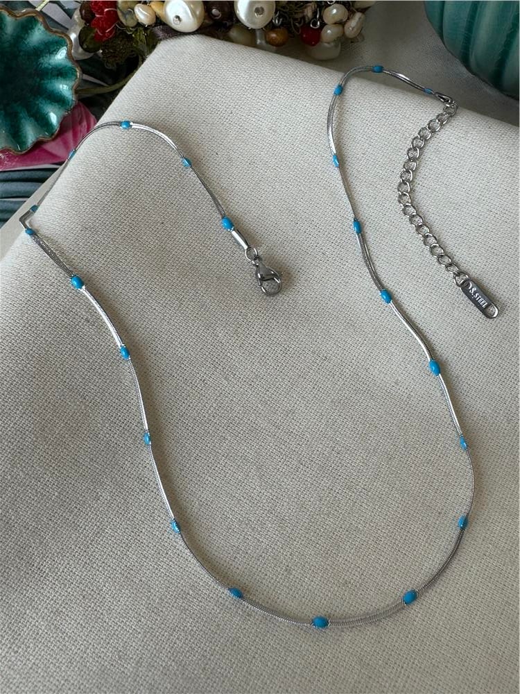 Çelik Mineli Blue Kolye