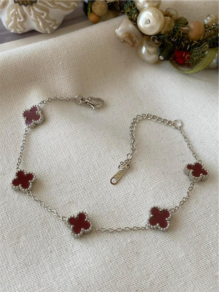 Çelik Mini Bordo Cleef Bileklik