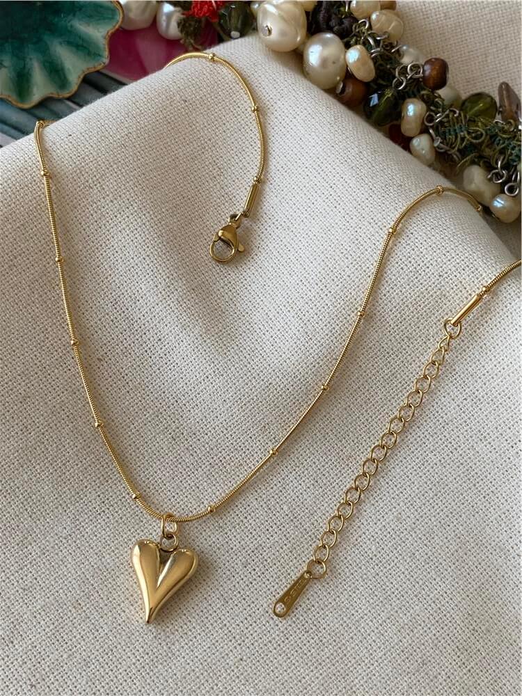 Çelik Mini Dorikalı Kalp Kolye