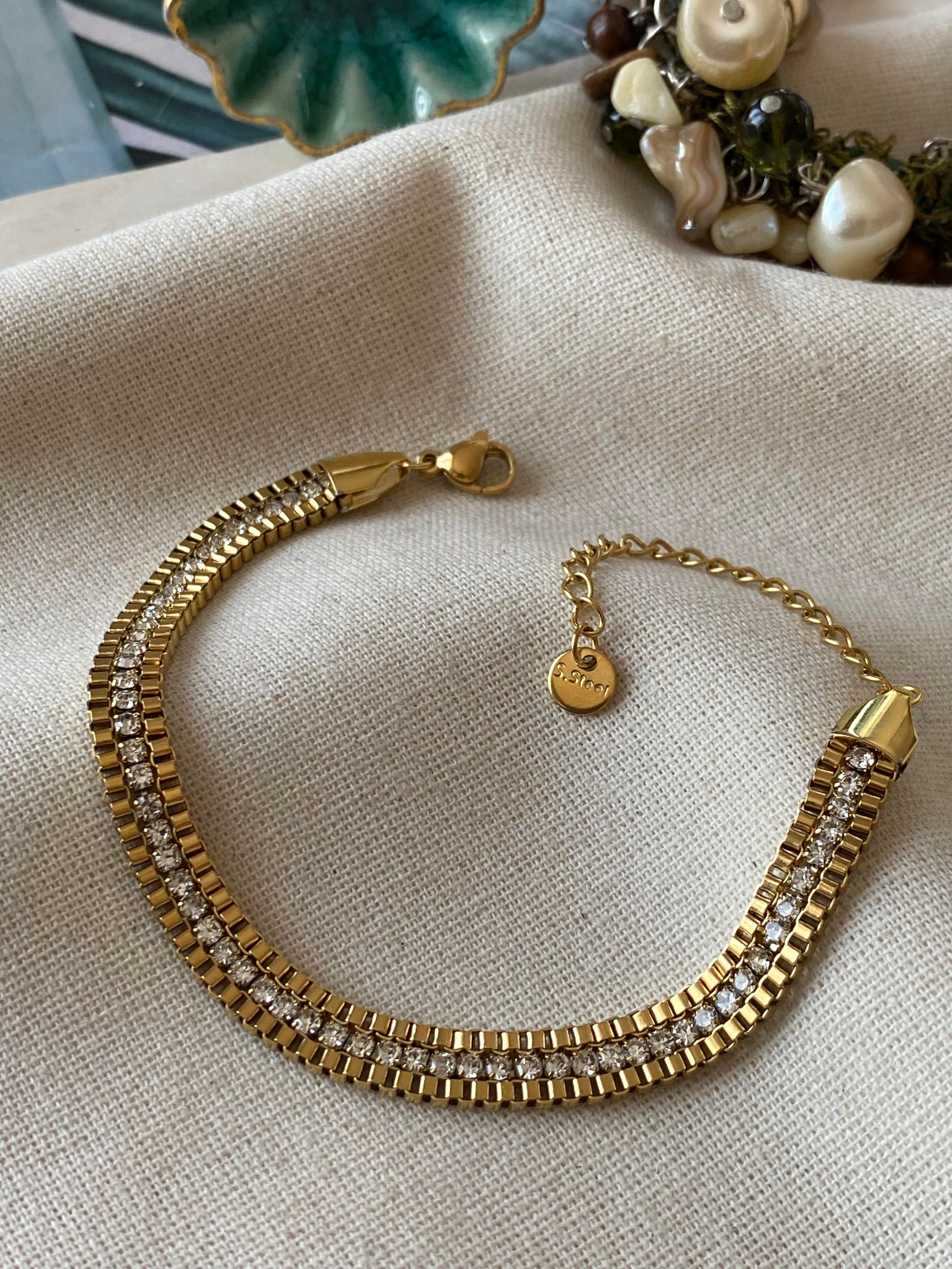 Çelik Mini Geçmeli Kare Bileklik