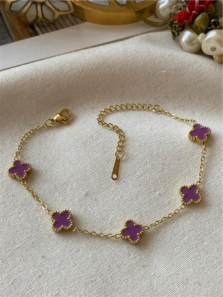 Çelik Mini Mor Cleef Bileklik