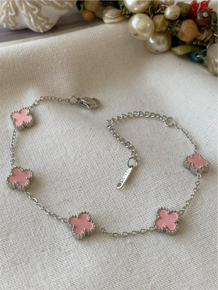 Çelik Mini Pembe Cleef Bileklik