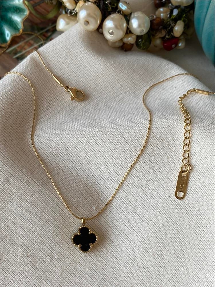 Çelik Mini Siyah Cleef Model Kolye