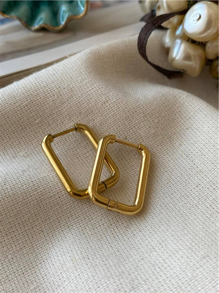 Çelik Minimal Dikdörtgen Küpe