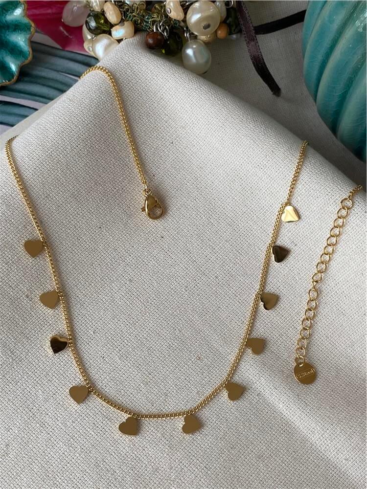 Çelik Minimal Kalp Kolye