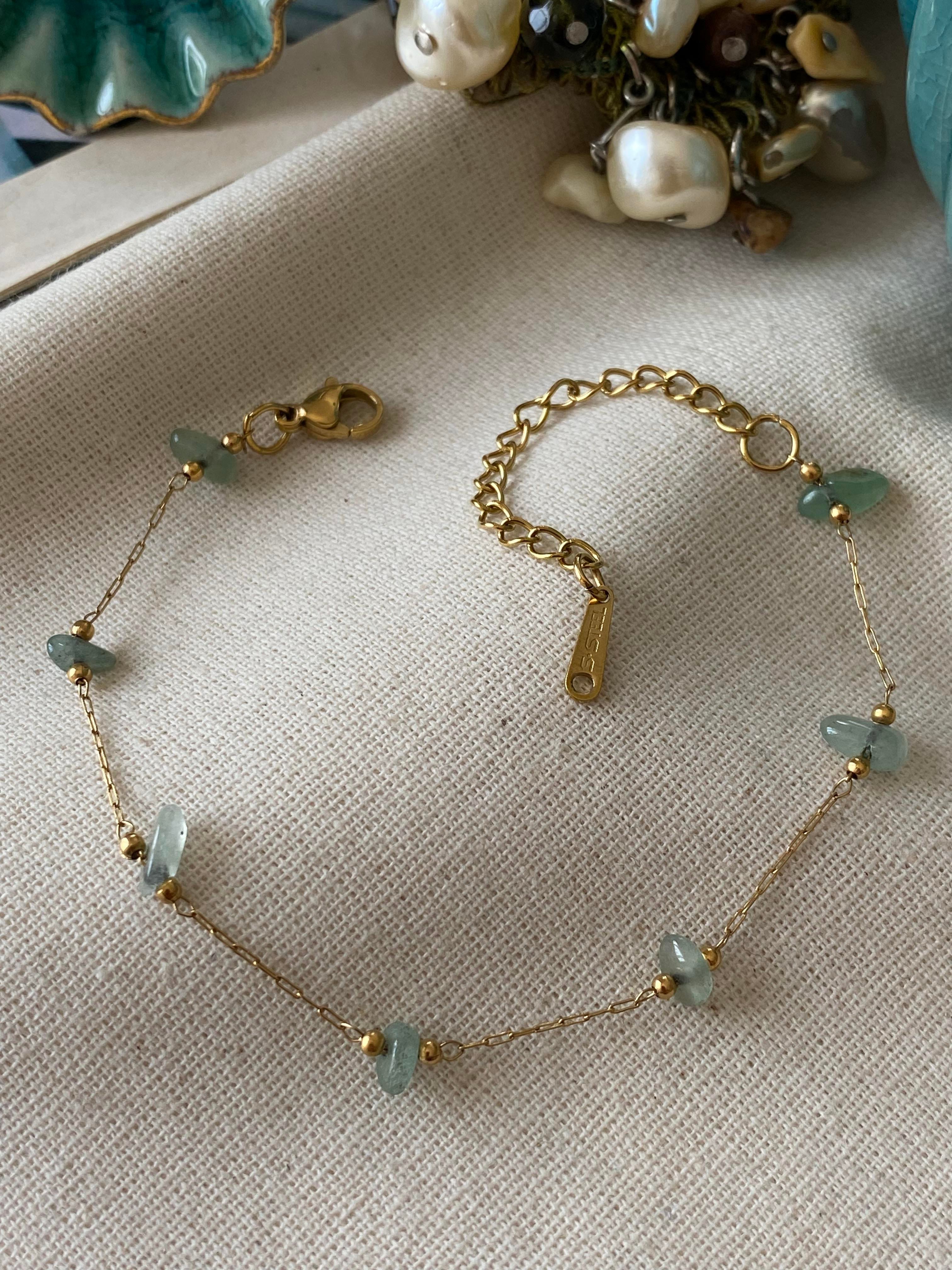 Çelik Mint Taşlı Bileklik