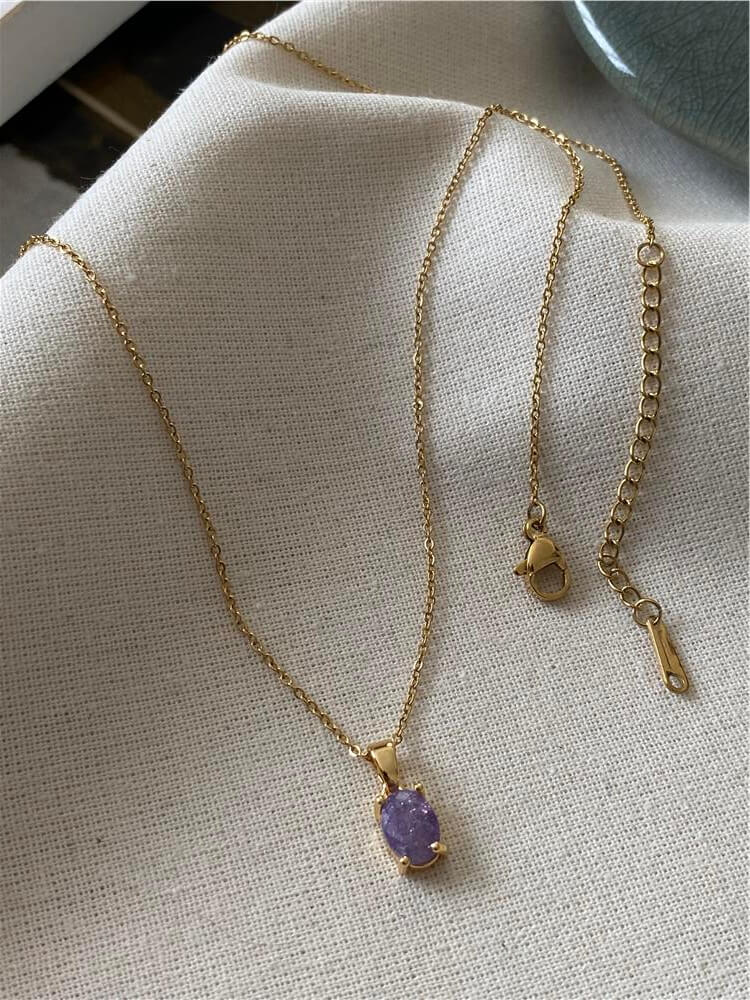 Çelik Mor Taş Kolye