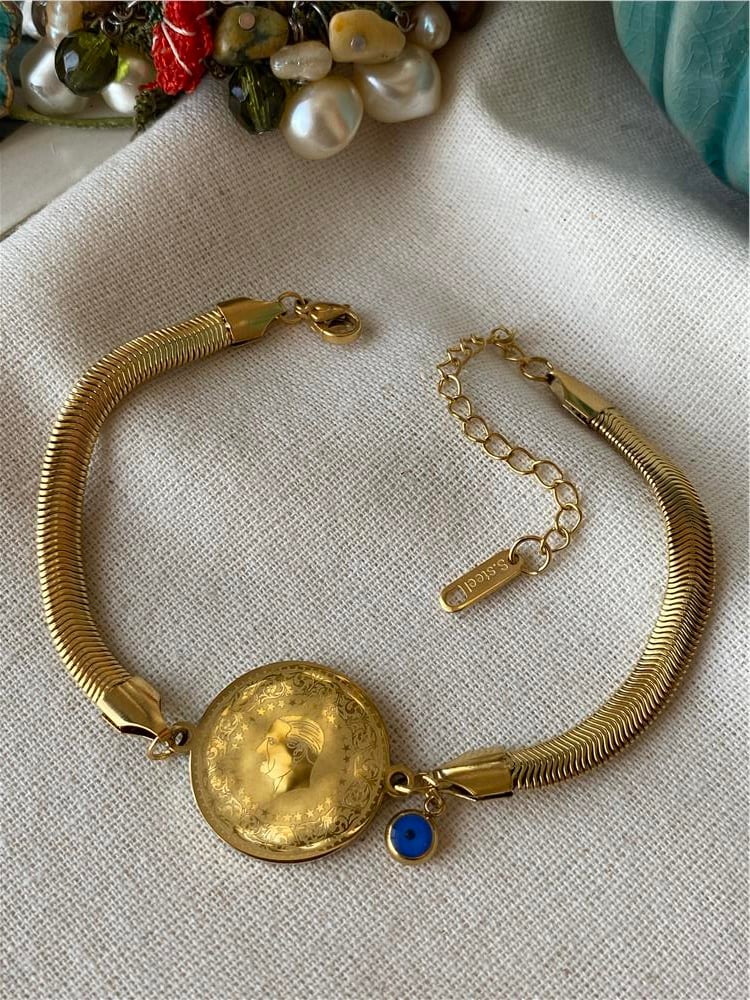 Çelik Nazarlı Ata Kalın Worm Bileklik