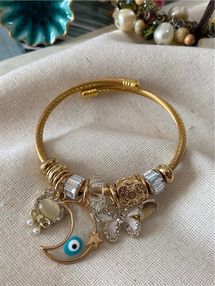 Çelik Nazarlı Ayyıldız Charm Bileklik