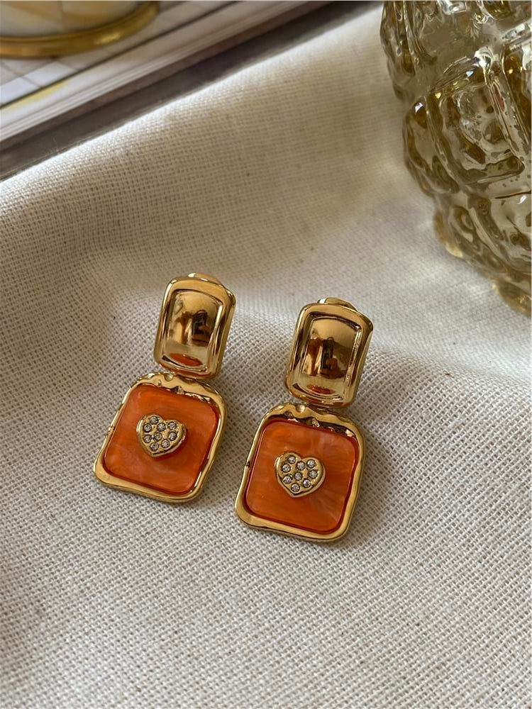 Çelik Orange Love Küpe
