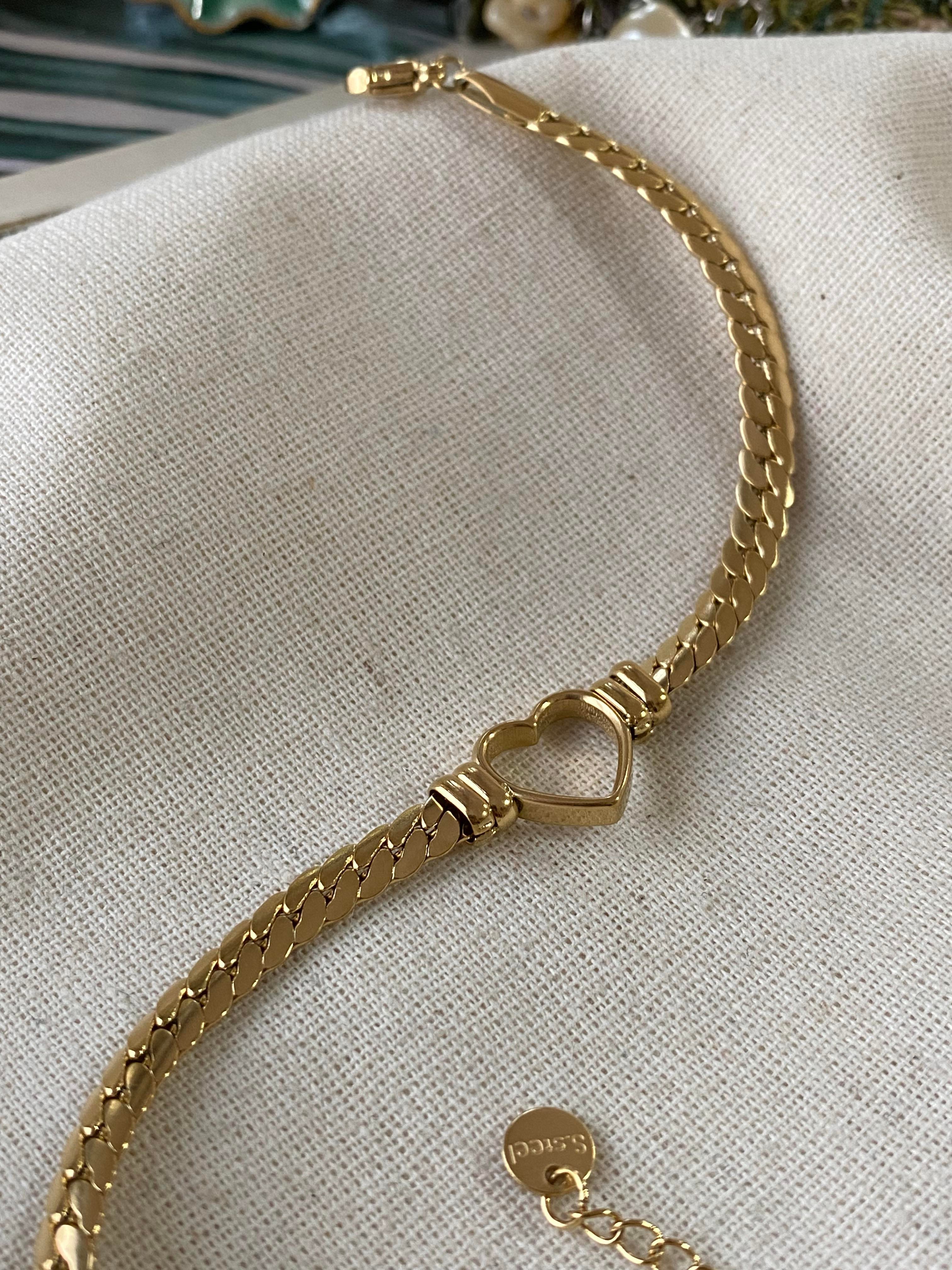 Çelik Örme İçi Boş Kalp Bileklik 