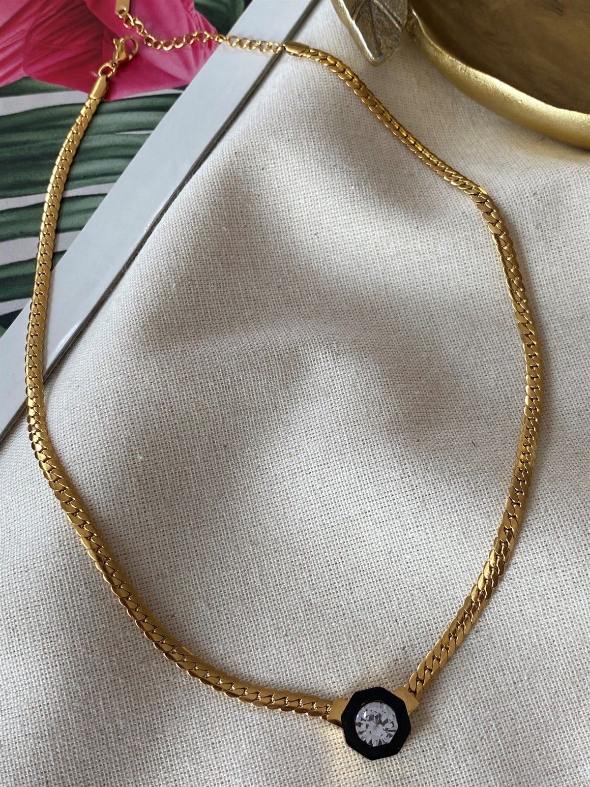 Çelik Örme Zincir Şikel Kolye