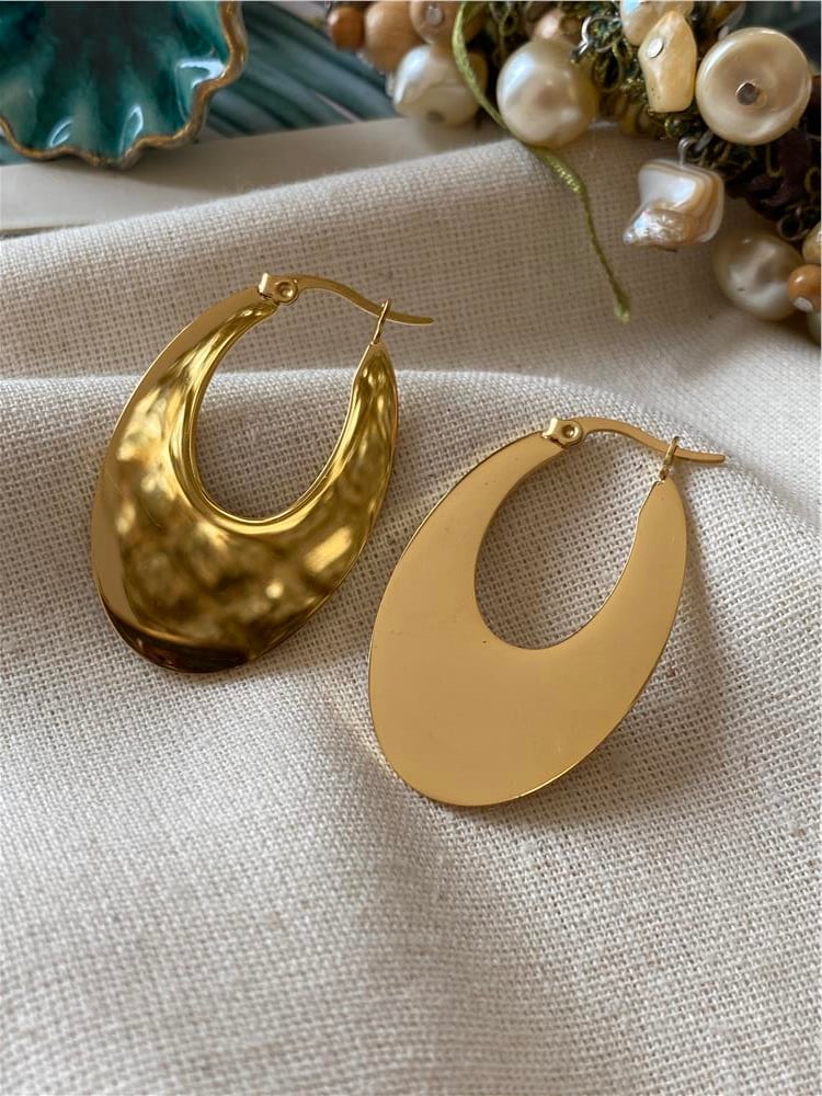 Çelik Oval Küpe