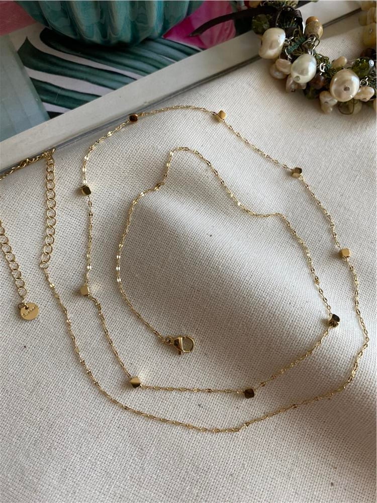 Çelik Parlak Zincirli Küpler Bel Zinciri