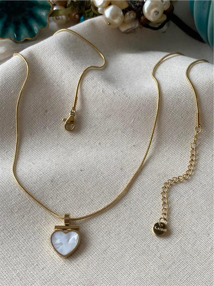Çelik Pearl Heart Kolye