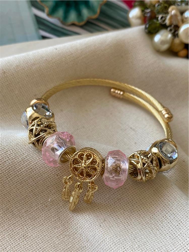Çelik Pembe Rüya Kapanı Charm Bileklik