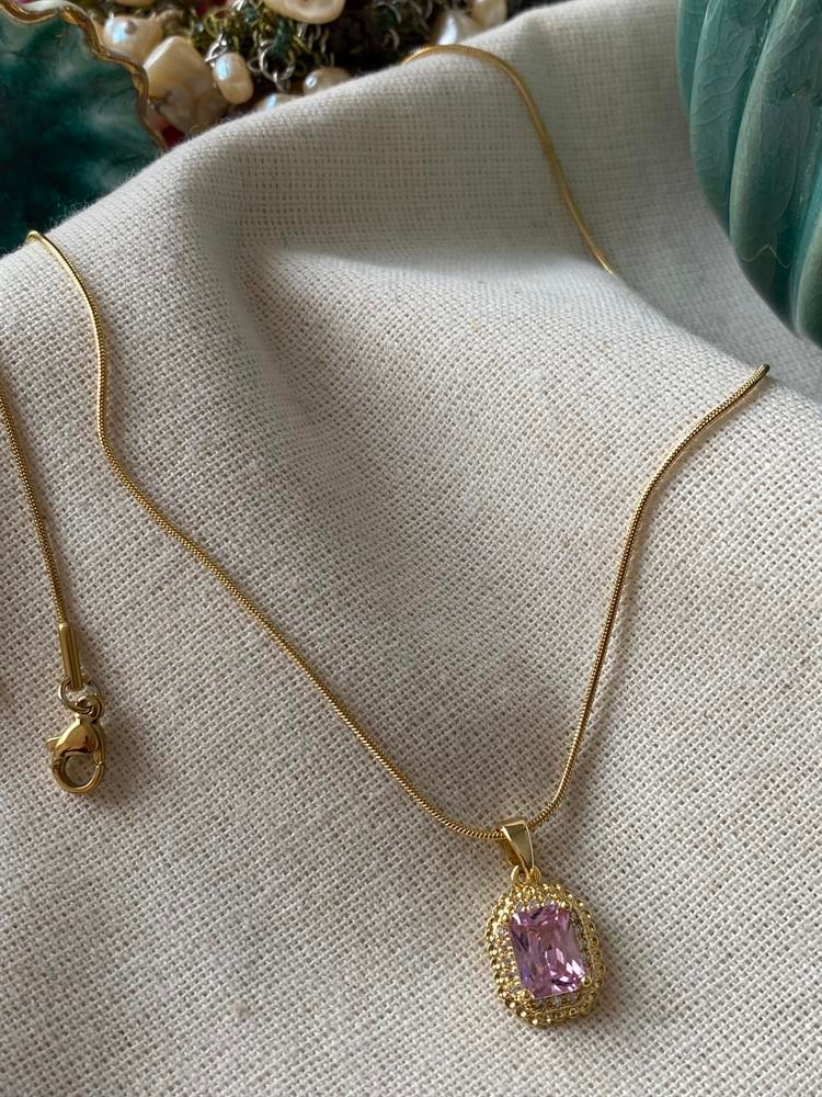 Çelik Pink Diamond Kolye