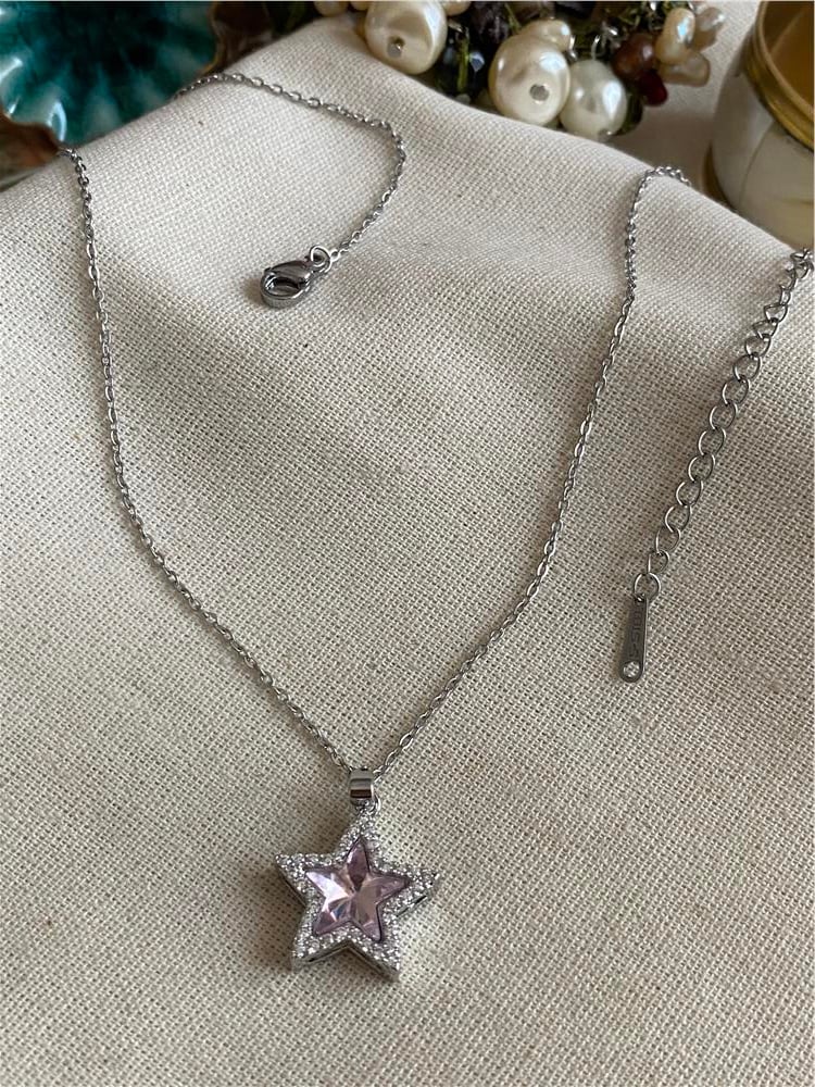 Çelik Pink Star Kolye